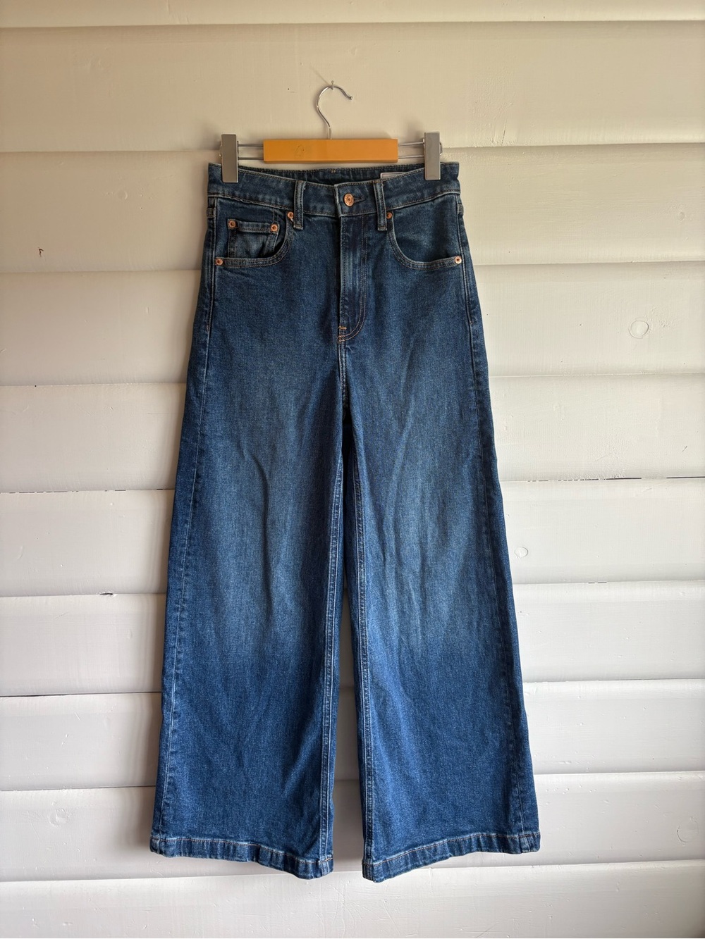 GAP High Rise Stride Wide Leg Jeans Medium Indigo 26 Petite